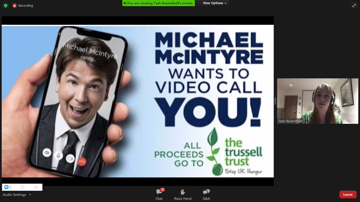 Now  @TashRosenthall on efforts of Michael McIntyre who raised £ for  @TrussellTrust by video calling as many fans as possible in lockdown. What a great idea!Over 58k raised, 2100 donors recruited for free!Celebrity endorsement 2020 style. A new value exchange model. #IWITOT
