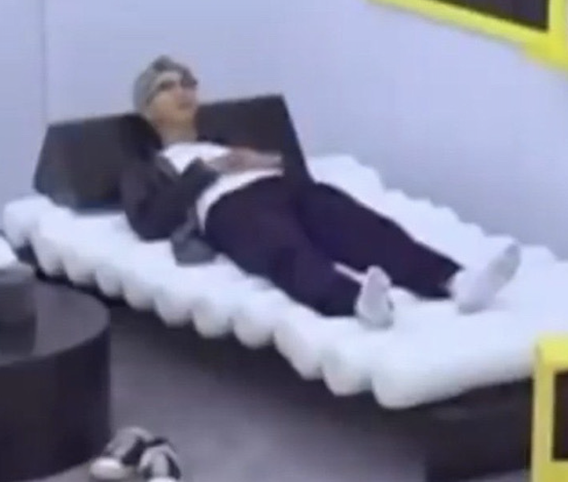 if he doesn't then he crosses his arms on his stomach like this and sleeps straight face up