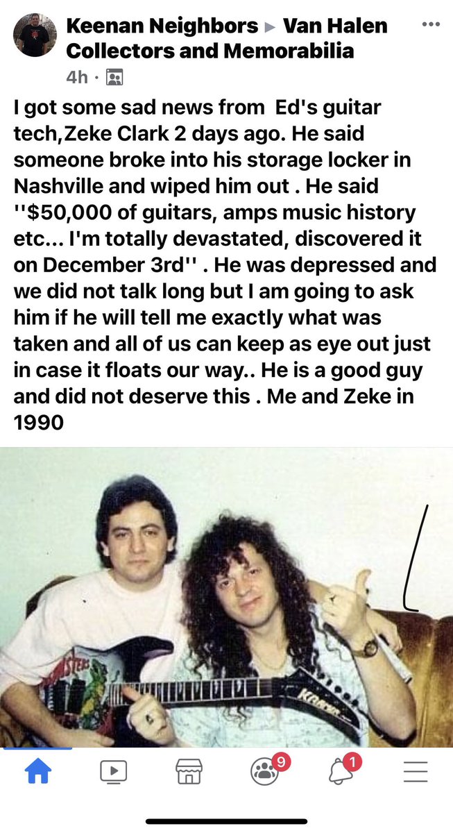 GregRenoff's tweet image. Putting this on everyone’s radar. If anyone sees any unusual/rare EVH or Sammy related guitars or gear get quietly offered for sale please get in touch with Zeke. I’ll try to find out more about what was stolen. Zeke worked for VH starting around 1985. Feel terrible for him.
