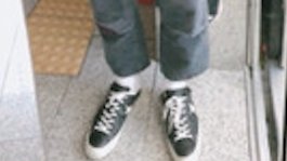 sometimes he will get too lazy to put on his shoes the whole way and he just likes to step on them like this. he does it ALL THE TIME so usually he just wears slides