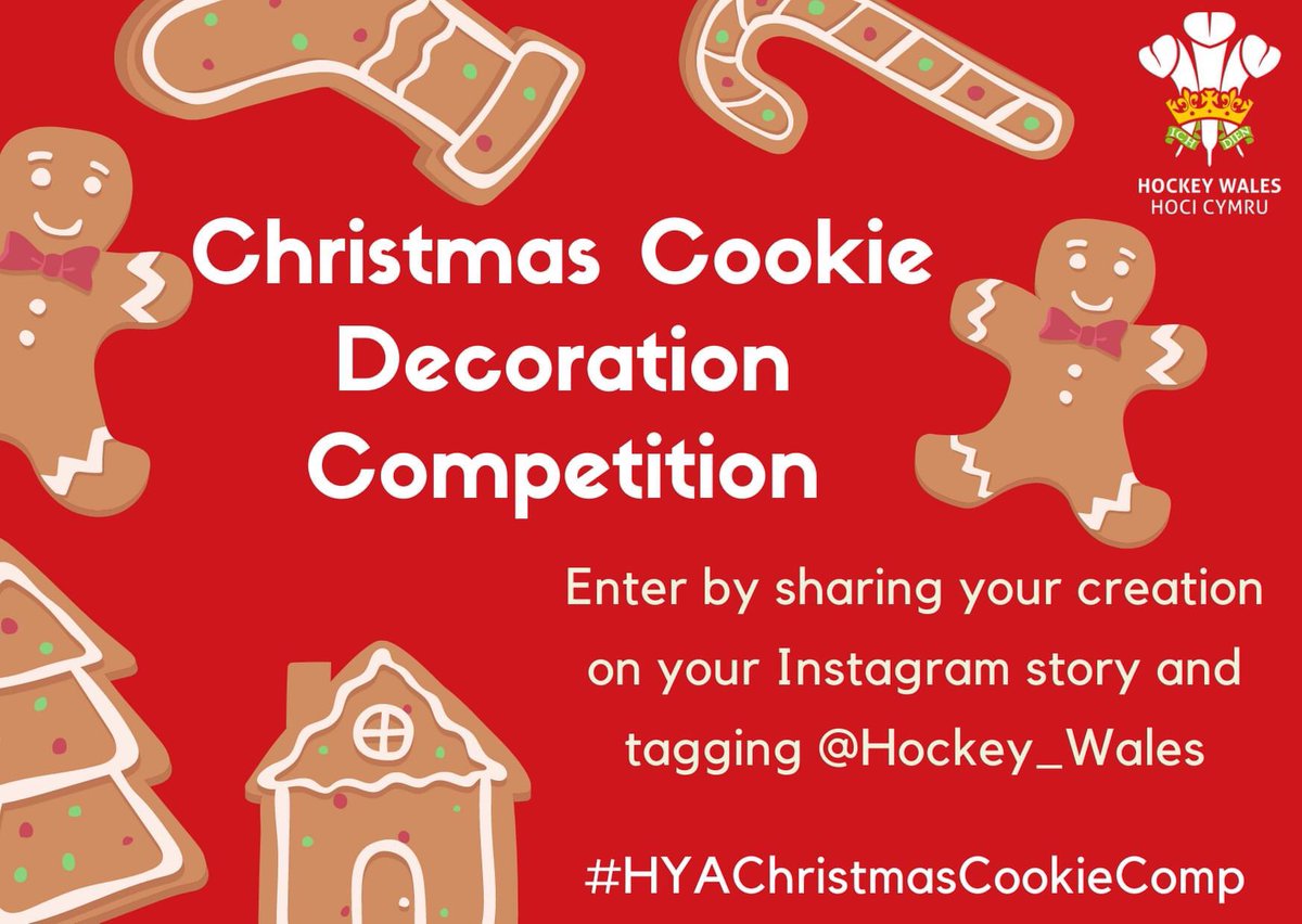 HYA Christmas Cookie Challenge! 🍪

You have until 16th December to make your creations and post it on your Instagram story, not forgetting to tag <a href="/Hockey_Wales/">Hockey Wales Masters 2018 playing season.</a> and feel free to include the competitions hashtag #HYAChristmasCookieComp

More info ➡️ bit.ly/3gxLsES