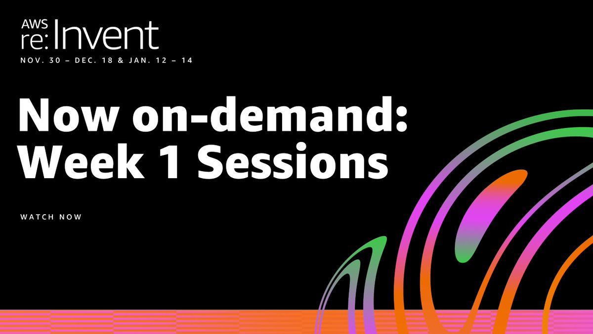 belmessova's tweet photo. #reInvent’s week 1 sessions are available for on-demand streaming. Dive into the world of #AWS, all from the comfort of your own home office. 👩‍💻 https://t.co/J4UgAHdjy5 https://t.co/CAokkr1XrF