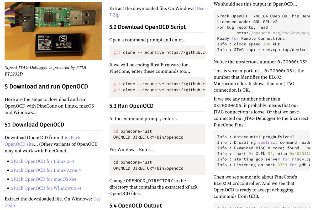 MisterTechBlog's tweet image. Connect #OpenOCD to #PineCone #BL602 @ThePine64 ... All the steps

lupyuen.github.io/articles/openo…