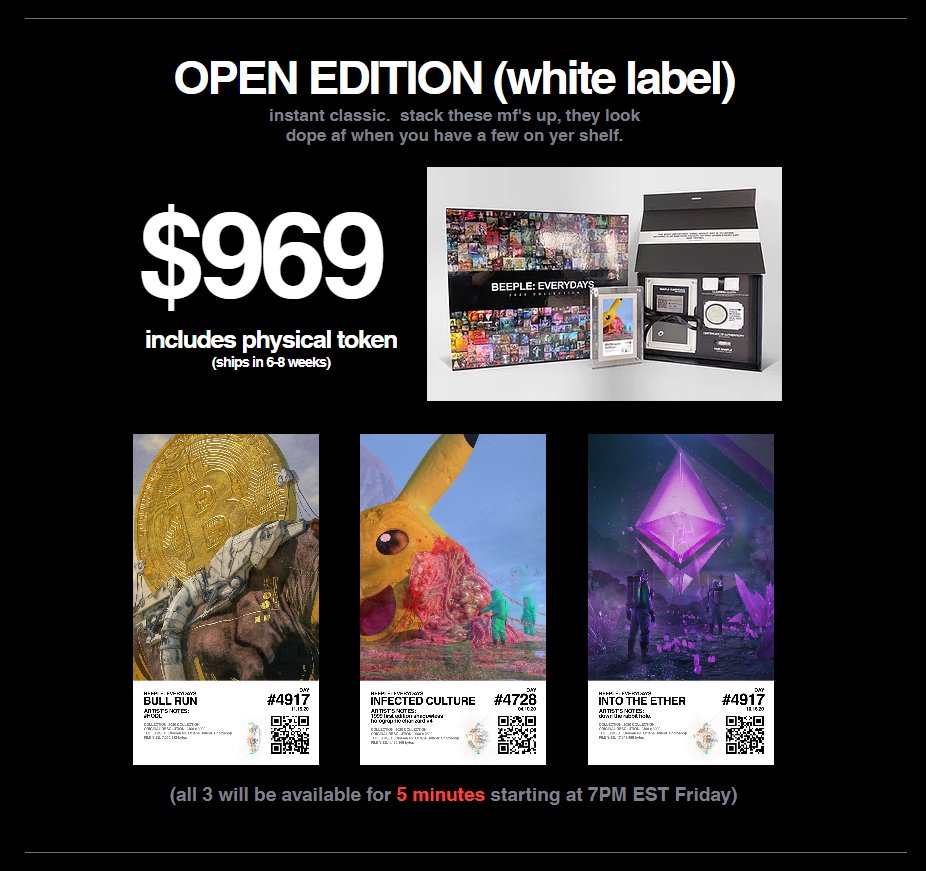 (4) In addition to this, he is dropping 3 open auction pieces for 5 minutes ; another 100/100 $1 piece!The 3 open auction pieces also include physical tokens with premium boxes.