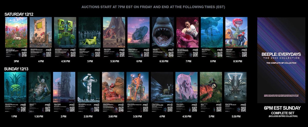 (3) Why is his second drop special?Beeple is dropping 21 (1/1) single edition auctions on  @niftygateway on the 11th of December. These are not your normal 1/1s, they come with a physical token and a premium box.A live 1 on 1 unboxing for every collector too!