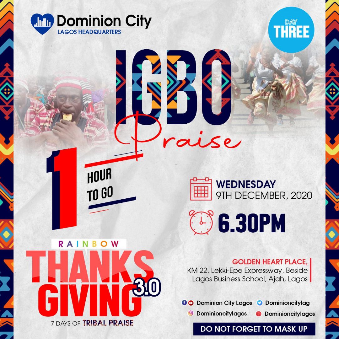 dominioncitylag's tweet photo. Its an hour to go!!!
Join us let's praise God in style for he alone deserves our praise.
#RTG2020
#RainbowThanksgiving
#TribalPraise https://t.co/6JVziyzrOu