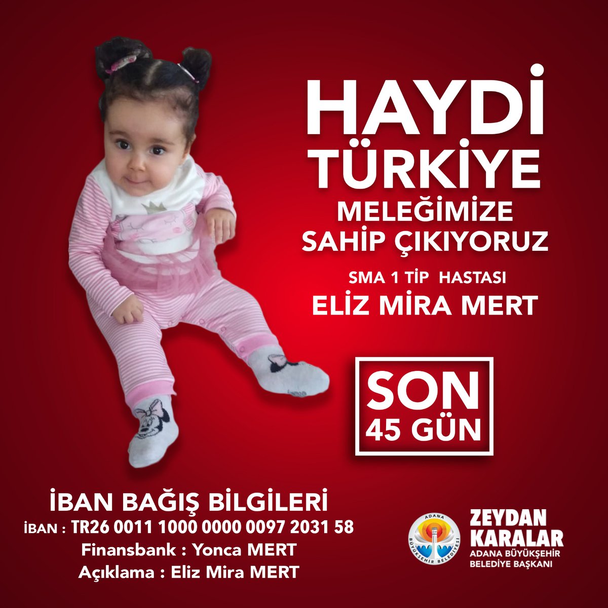 Paylaşır mısınız? 

SMA TİP 1 hastası meleklerimiz Sofia Deniz Şen ve Eliz Mira Mert hayata tutunmak için gönlü güzel abi ve ablalarının yardımını bekliyor. Küçük büyük demeyelim, desteğimizi esirgemeyelim.