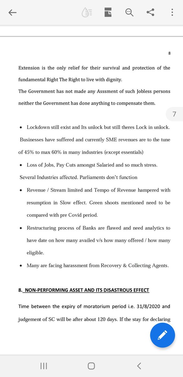 VISHALT12039545's tweet photo. Moratorium case Written Arguements have been filed by me. I focused on three things in submissions- 
1. Moratorium Extension till 31st march 2021.

2. 90 days grace period after stay lifted on NPA.

3. Illegal and harassing methods by recovery Agents should be stopped. https://t.co/SIedTxKXvw