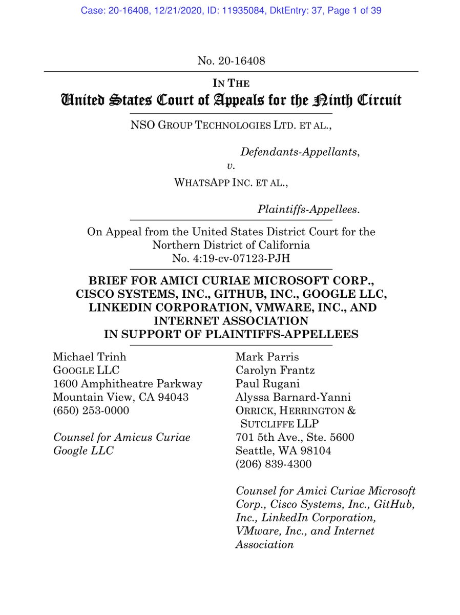 Hiya insomnia, I see we meet againMICROSOFT CORPCISCO SYSTEMSGITHUBGOOGLELINKEDINVMWAREand INTERNET ASSOCIATIONin SUPPORT OF PLAINTIFFS-APPELLEES“Amici offer products and services, and rely on systems, that may be targeted by malicious actors, both foreign and domestic”