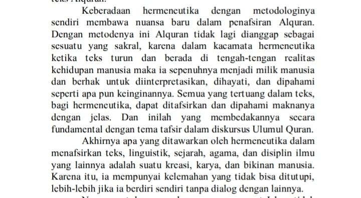 Soal hermeunetika seperti kata mbaknya, metode ini asalnya ada metode penafsiran utk bible.Sedangkan bible dan Al Quran sangat berbeda jd tidak bisa ditafsirkan dgn metode penafsiran yg sama. Tafsir Al Quran tidak bisa semena2 diubah sesuai kemauan. https://twitter.com/syahbanu/status/1341677636917948416?s=19
