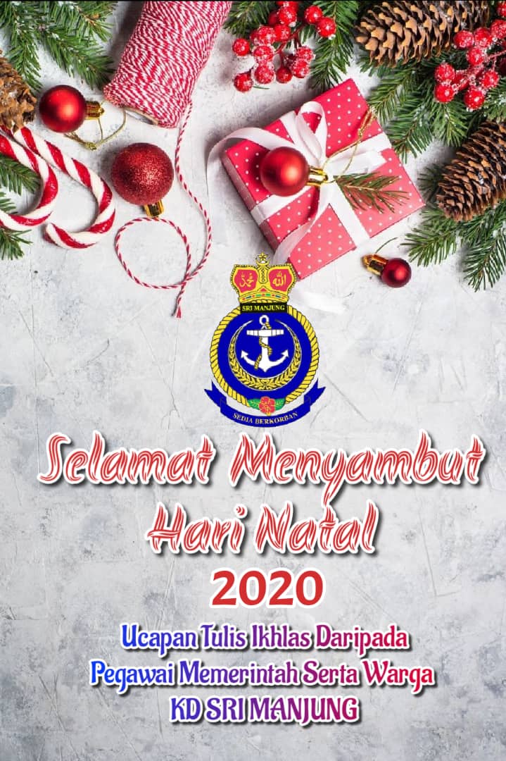 KdManjung's tweet photo. Pegawai Memerintah dan Warga @KdManjung mengucapkan Selamat Hari Natal kepada Warga #NavyPeople dan seluruh Rakyat Malaysia yang beragama Kristian. Bagi yang bercuti pulang ke kampung, berhati-hati memandu dan patuhi SOP yang telah ditetapkan.

@MkSimpanan @MkPLTLDM

#NavyWishes https://t.co/pRtH8iEgIv