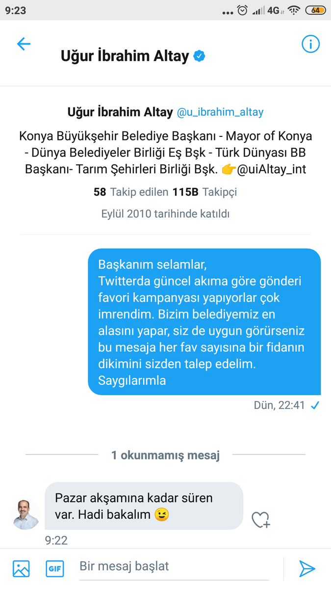 tugmanb's tweet photo. Uğur başkanımız onayladı. Bu tweete gelen her fav 1 fidan demek 🌱 Konyamızı daha yeşil yapacağız. Teşekkürler @u_ibrahim_altay @Konyabuyuksehir https://t.co/8mW8RMSIQj