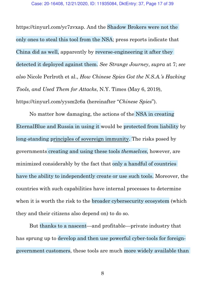 If you read nothing else in this briefCourt must now decide whether to radically expand the risks these powerful tools pose by also immunizing private companies’ use of commercially developed cyber-surveillance tools when they act on behalf of their foreign-government customers