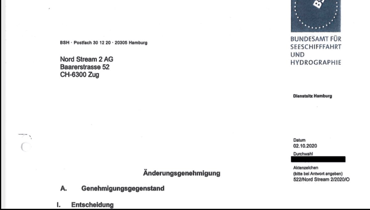 The documents prove that a  @NordStream2 lawyer intervened in the permission process of the federal agency in October (by email!), turning a formal “change authorization” to continue building the pipeline in December 2020 into an informal “approval” of the company’s application.