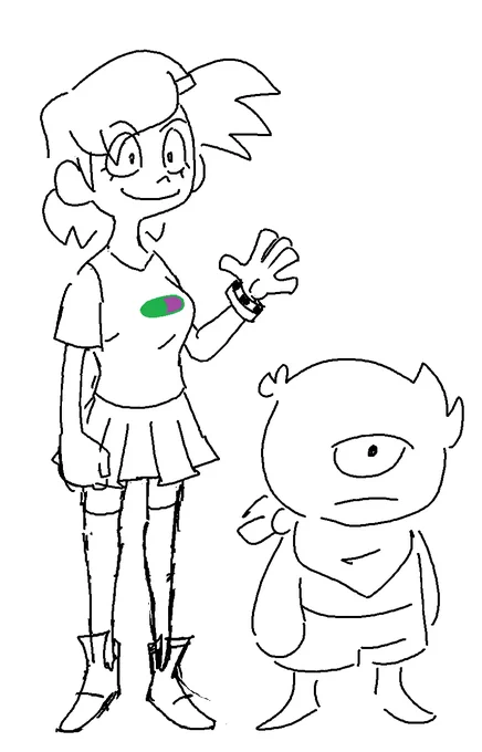 New character, she has no name yet. That's Rolus on the right. The second image is scrapped stuff, the final design was done w/ help from @Cydure 