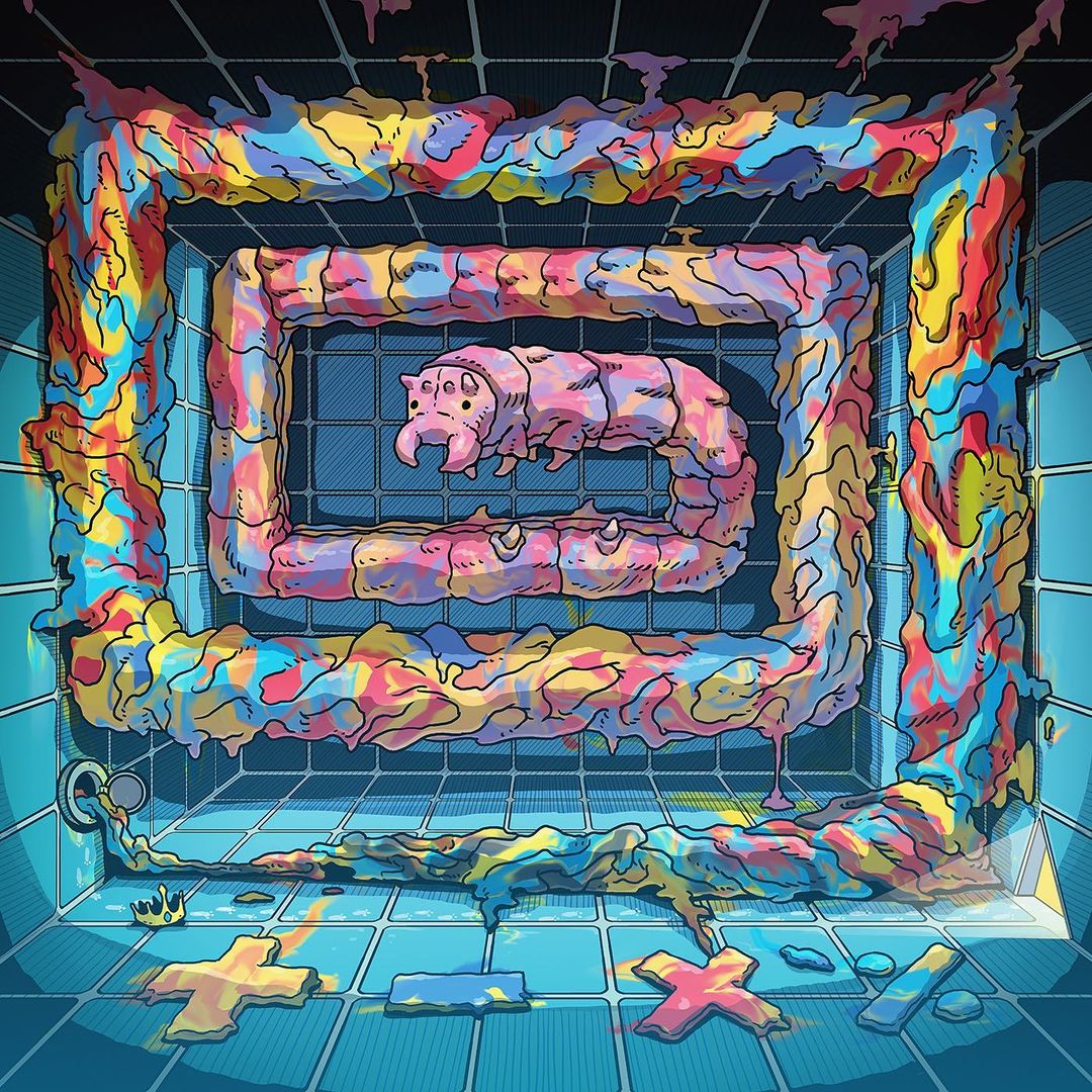 3rd track - Camoflage (feat. HYNGSN)"They became huge looper worm.I thought about Kafka during drawing this."