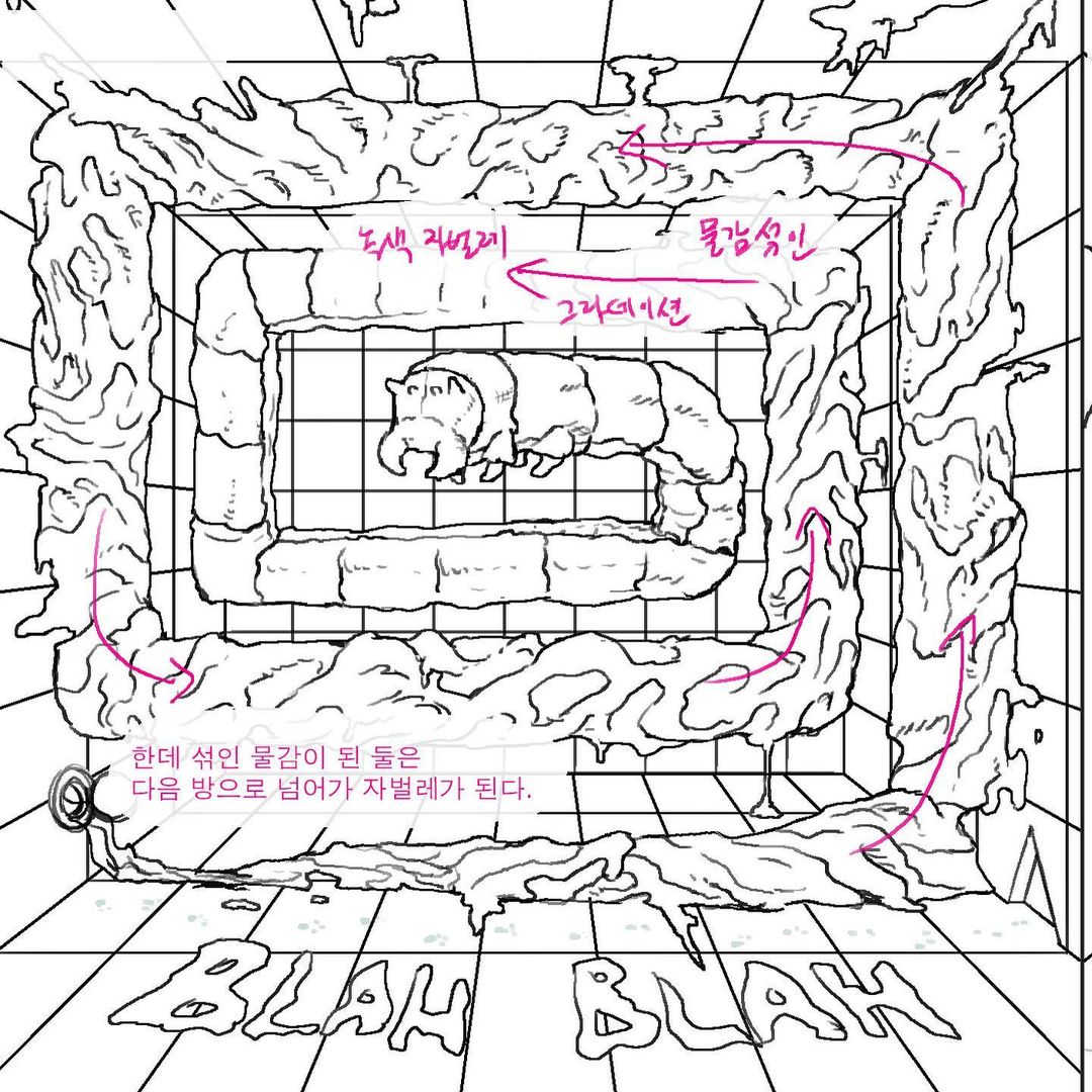 3rd track - Camoflage (feat. HYNGSN)"They became huge looper worm.I thought about Kafka during drawing this."