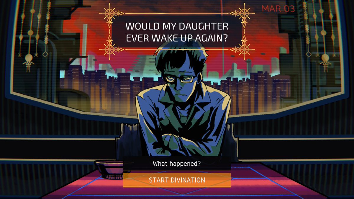 DIVINATION ($0.99) - "The runes have been set, show them the answer." it's a time of despair and uncertainty in the future - the kind of time made for you, a fortune teller. listen to their stories. read their futures - and perhaps change them.  https://store.steampowered.com/app/1180250/DIVINATION/