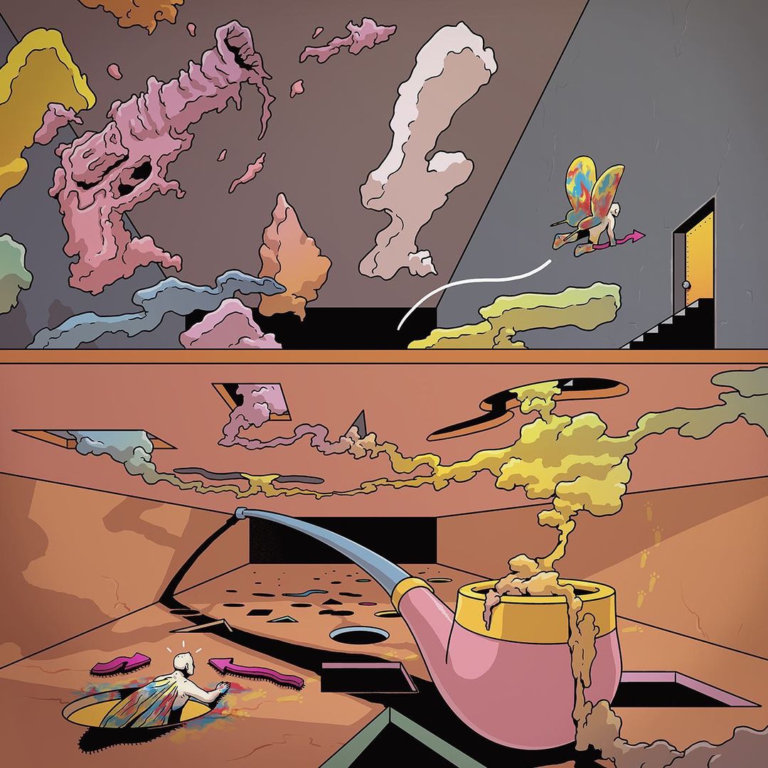 5th and 6th tracks - Paperolls (Feat. Noogi, Don Sign.) and Getaway"He realized there are lots of rooms and lots of doors(holes).He found clock hands and grabbed it."