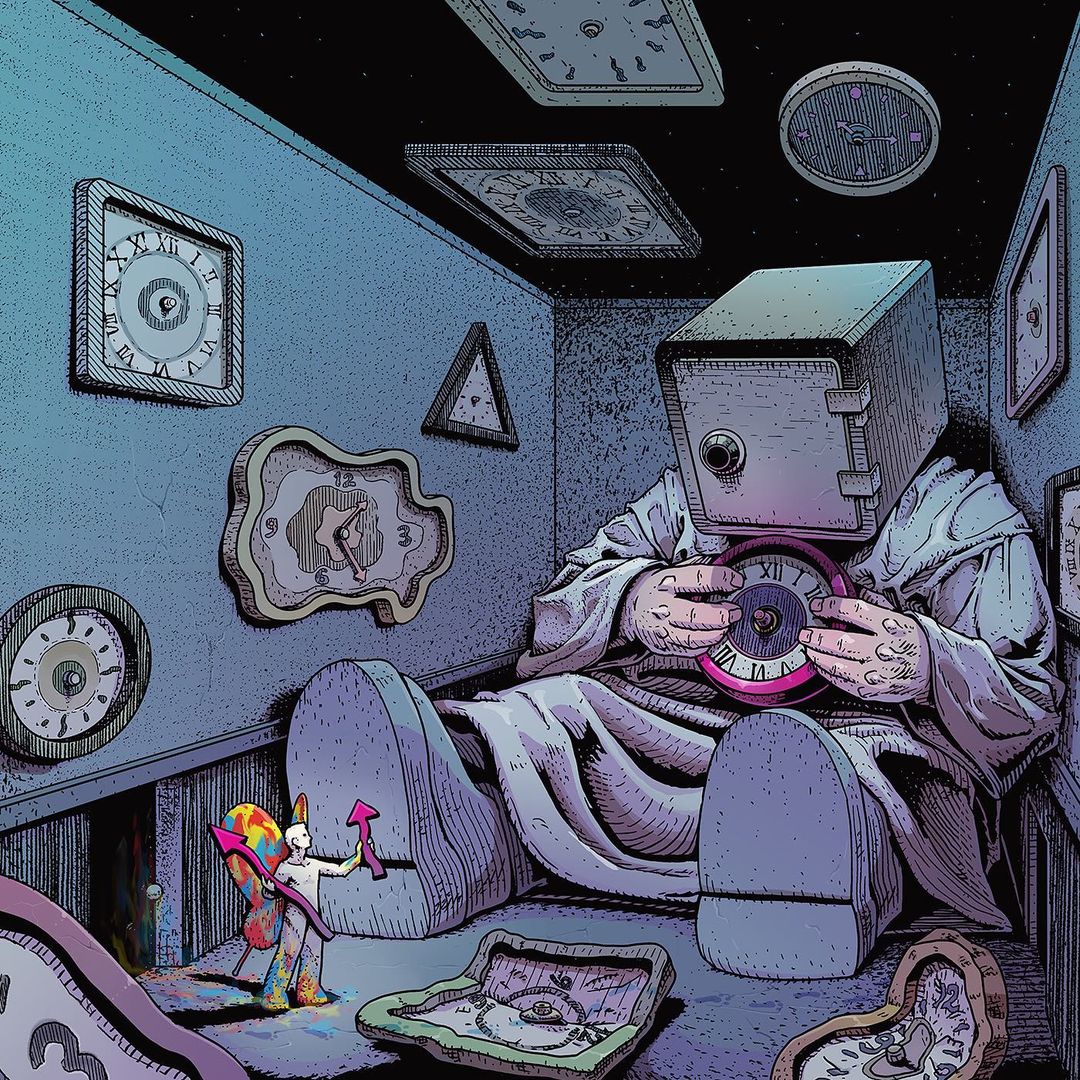 7th track - Nothermaturesgold (Feat. JINBO)"There are giant door keeper who lost his time.Man gave clock hands to door keeper.The door keeper got his own clock hands inside safebut the problem was he couldn't open it because he lost password."