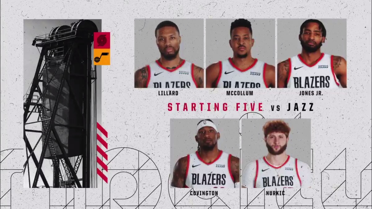 Nosso quinteto titular. 

PG - Damian Lillard
SG - CJ McCollum
SF - Robert Covington
PF - Derrick Jones Jr
C - Jusuf Nurkic
#RipCity

 https://t.co/C17rUcIrm5