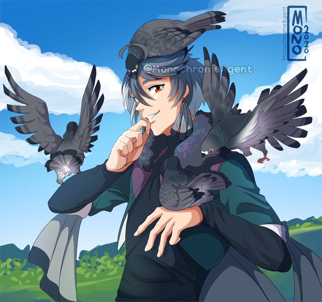 anime guy with bird wings