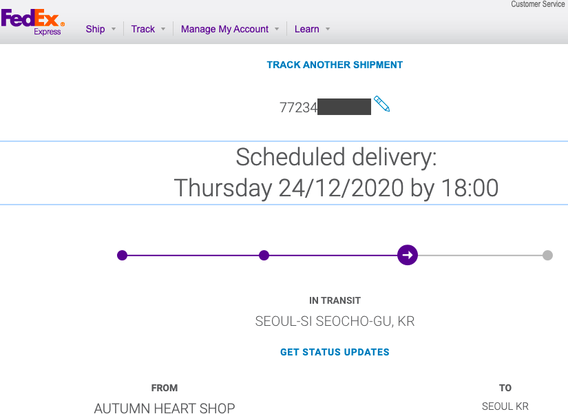 ShopAutumn's tweet photo. #ShopAutumnUpdate
@ShopAutumn 's first international shipment :) Scheduled to be delivered today at 18:00 to South Korea in time before Christmas.β₯οΈπ₯°
Tracking # has been provided to buyer directly. https://t.co/hQS1UvoBls