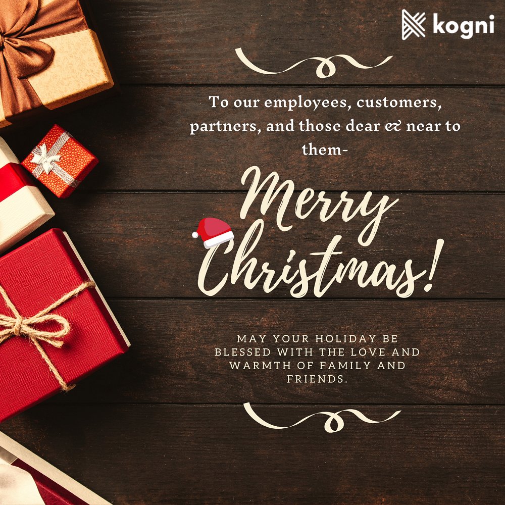 Season’s greetings from the very merry team at Kogni! We hope your holidays are filled with joy and laughter! Thank you for your continued support. We wish you a merry #Christmas and happy holidays! 
#merrychristmas #holidays