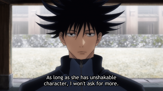 ??? Correct translation: "As long as the person have unshakeable human natural, I won't ask for more"p.s. official twtr had a "fill the blank" game, given example was this scene, and: As long as the person have unshakeable human natural, "even hentai's ok."Everyone: GOJO!! 