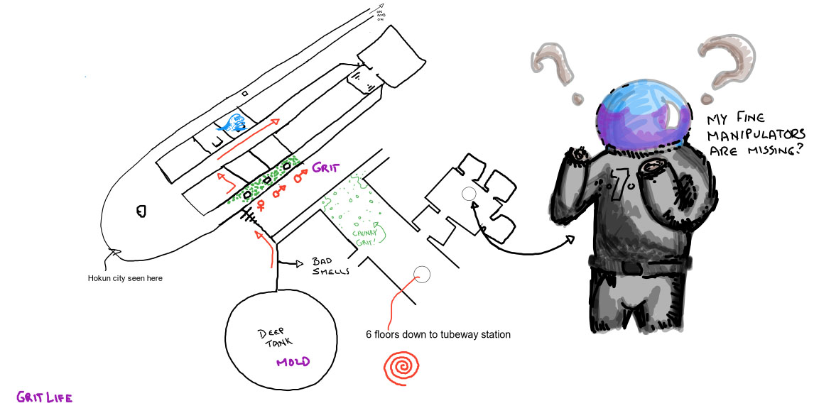 This is beneath the Sword of Aiunal in our Empire of the Petal Throne campaign. The "Sword" is a tower in a city on the southern continent, and is actually the barrel of a planetary defense laser cannon that we were trying to bring back on line. Because of course we were.