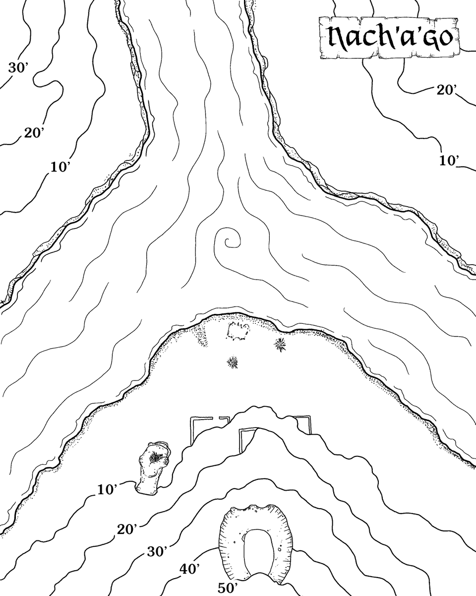 A strange hill has covered most of this old giant gorilla temple. Only the head and one hand of the statue and a few bits of the temple structures were still visible for us to explore in our Labyrinth Lord campaign.