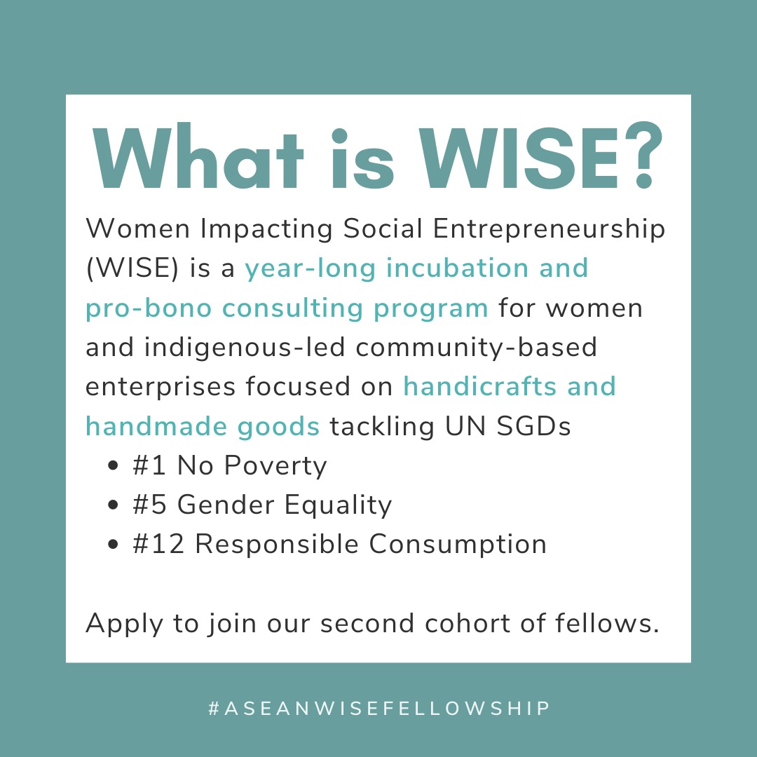angelsofimpact's tweet photo. Do you have a vision to end poverty in unity with women and indigenous communities? Join our second cohort of ASEAN WISE Fellows in the new year. Applications close January 15. Apply today! https://t.co/pBipdsUAhT