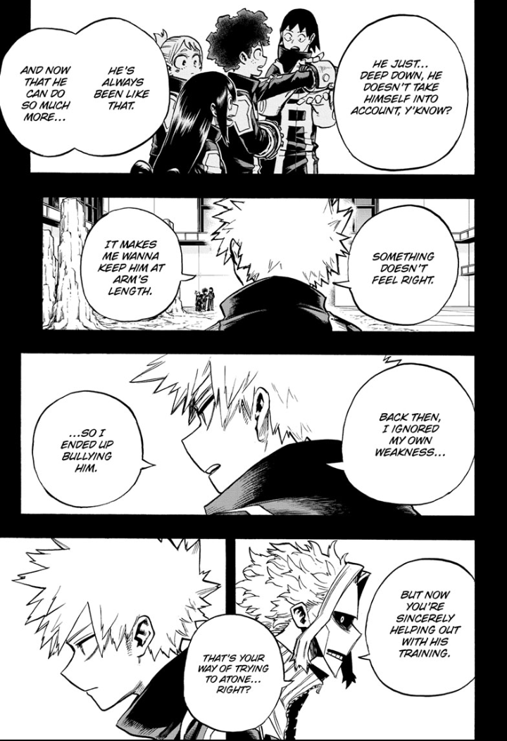 I think Bakugo especially would be upset by Deku's desire to aid Shiggy. Speaking of Bakugo, he was awesome this arc. Seeing him show regret for bullying Deku while finally getting an explanation for why he did it was great. And his self sacrificial moment was the cherry on top.