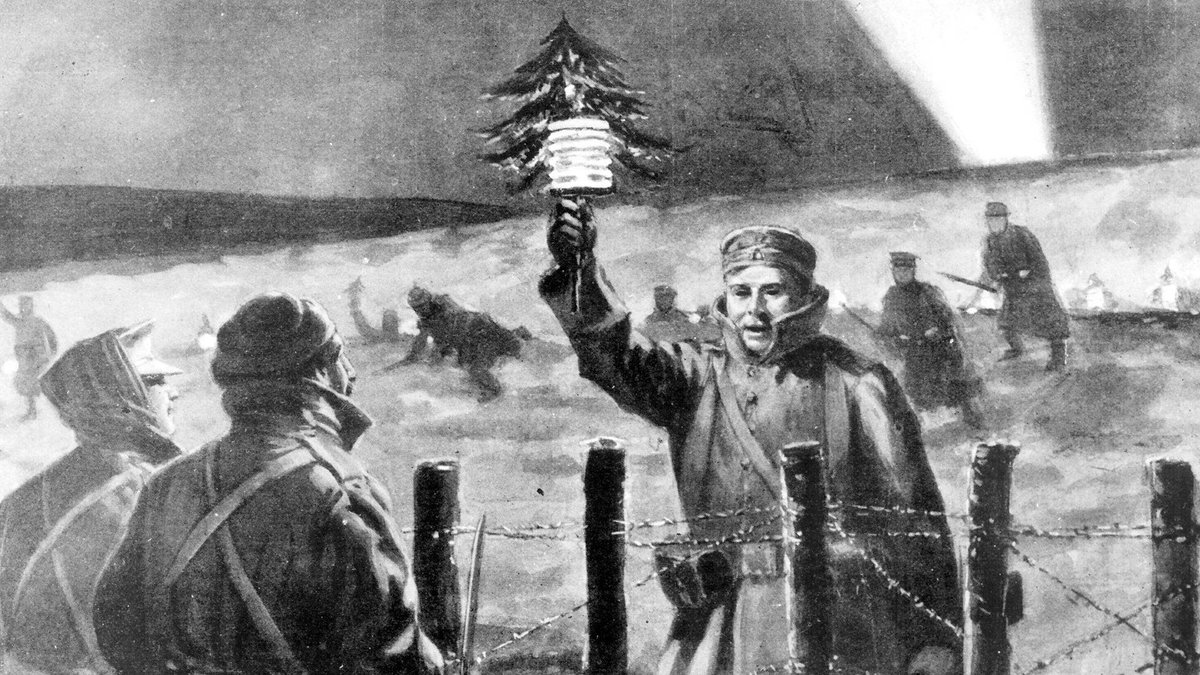 J Wh 1914年 12月24日 クリスマス休戦 第一次世界大戦勃発からおよそ5ヶ月間が経過したこの日 西部戦線においてドイツ軍とイギリス軍との間で停戦状態となり 両軍の兵士たちが共にクリスマスを祝ったとされている J Wh 1914年 12月24日 クリスマス休戦 第一次世界大戦勃発からおよそ5ヶ月間が経過したこの日 西部戦線においてドイツ軍とイギリス軍との間で停戦状態となり 両軍の兵士たちが共にクリスマスを祝ったとされている