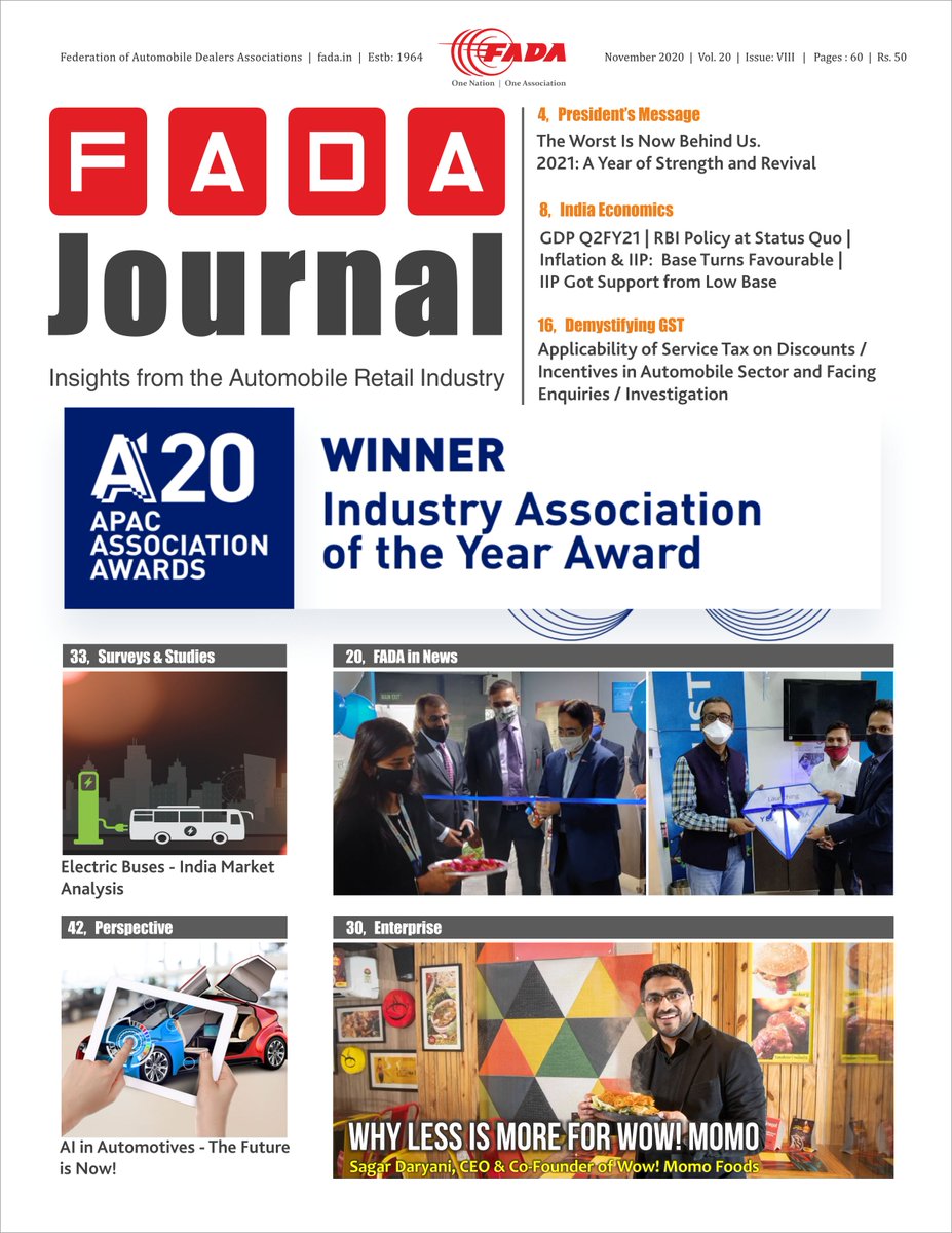 FADA_India's tweet photo. F A D A Journal - November'20 issue is out...
Happy Reading!!

https://t.co/ARf8LUFq4r

#Journal #FADAJournal #Automotive #AutomotiveMagazine https://t.co/rFLcmky4bK