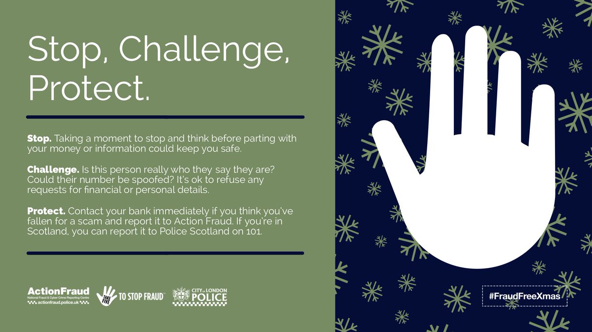 Warning: Fraudsters will try every trick in the book to get you to part with your hard earned cash. Don’t make life easy for criminals this Christmas #FraudFreeXmas