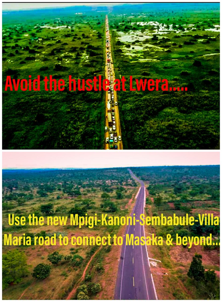 UNRA_UG's tweet photo. Avoid the hustle at Lwera as our teams undertake restoration works on the damaged section of the road.

The new Mpigi—Kanoni—Sembabule Villa Maria offers a smooth &amp; quick alternative. Turn off at Mpigi Junction [approx. 30Km from Kampala] to join the alternative road. #UNRAworks https://t.co/VftPxXMSYI