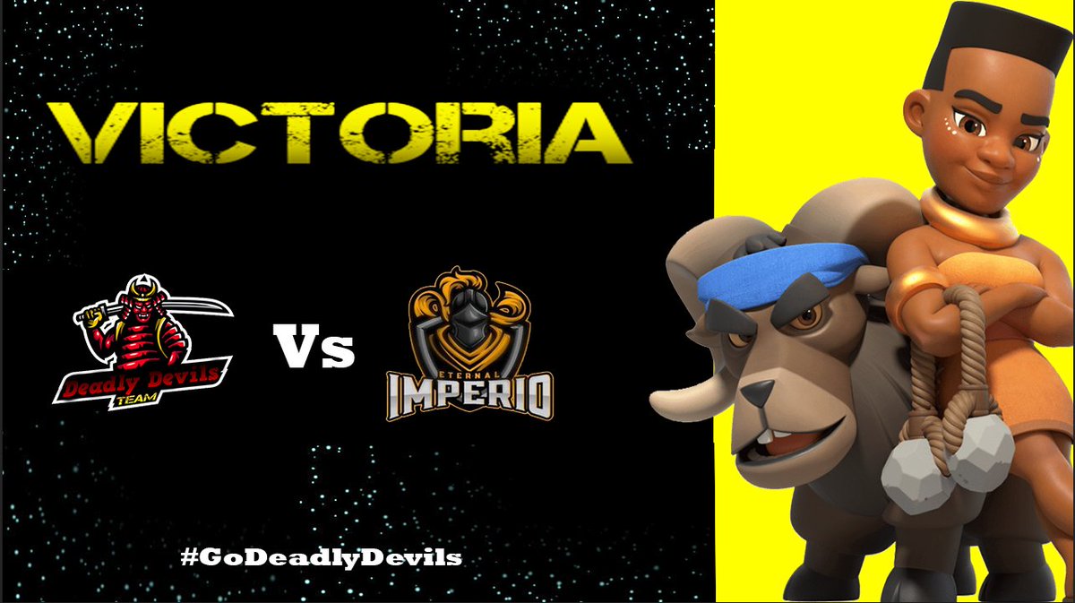 ⚔️| VICTORIA
🆚| <a href="/ET_ImperioPA/">ETERNAL IMPERIO</a> 
🏆| <a href="/CupEternals/">Eternals Cup Oficial</a> 
📌| 2-1

Un partido que casi se nos escapa de las manos pero pudimos controlarlo y empezar con el pie derecho en el grupo, gg wp al rival 😁

Participaron
@RollsReus_CR (MvP)
<a href="/Yei_Ok/">Skyline l Yei 🦇</a> 
<a href="/AceD94090621/">Ace</a> 
<a href="/CharlieTDCR/">Carlos G👾</a>