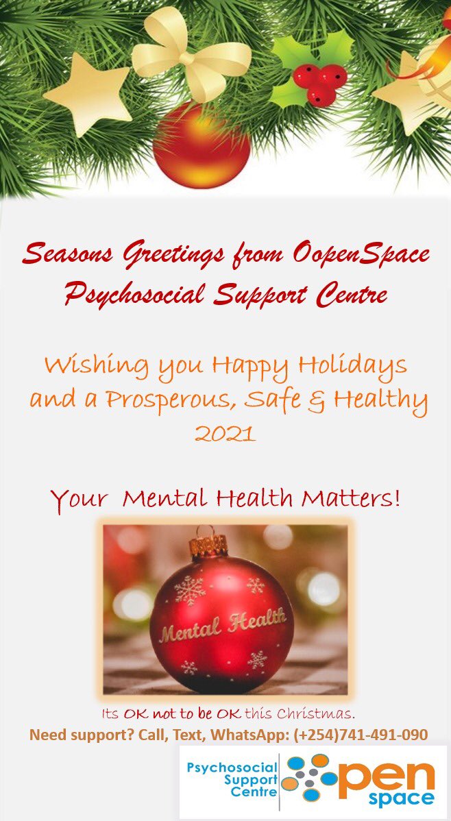 oopenspace's tweet image. Happy Holidays!

Remember your #MentalHealth Matters! 

 #StaySafe #StayHealthy 

#NoHealthWithoutMentalHealth
#ItsOkayToNotBeOkay