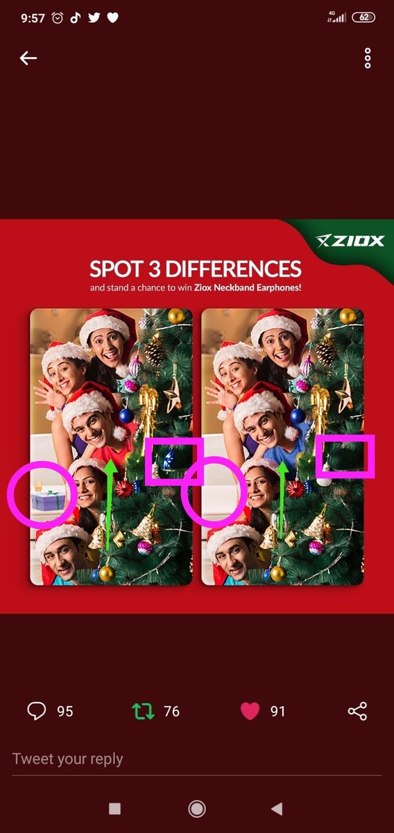 @Zioxofficial 1) Gift & Wine Glass is missing
2) Boy's T-Shirts color is different
3) Blue bell is missing

#XmasContest #ChristmasContest 
#BluetoothNeckband #Ziox #Contest 
@Zioxofficial 
Join Friends:-
@v_srikanth70 
@NehaG7781 
@cool_bindra 
@Lokesh_jhaa 
@mysterioussu