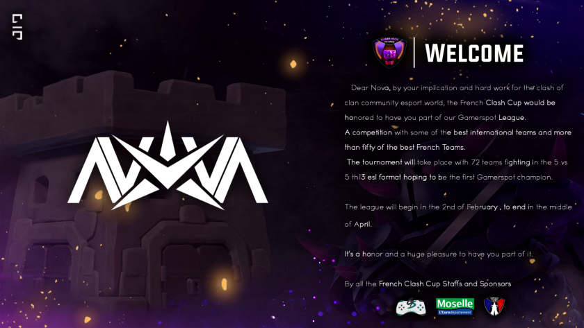 Thanks for the invitation <a href="/FrenchCup/">French Clash Cup</a> 🤩 

Looking forward to play those amazing wars and give our best to win the competition!