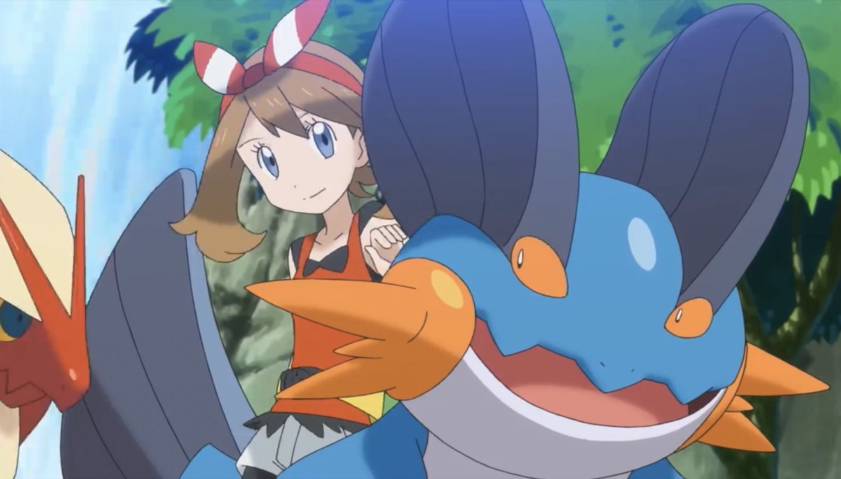 Canon-wise, May have Swampert on her team as she has both Torchic and Mudki...