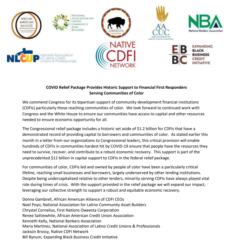 Amazing bipartisan support of CDFIs!  #CDFI  #workingtogether