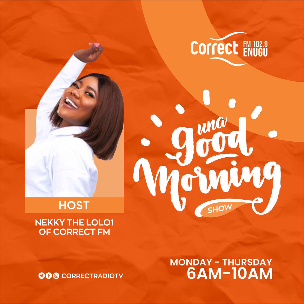 CorrectRadioTV's tweet photo. Who's tuned in to #CorrectFmEnugu 102.9
Morning goodness na wetin we dey share oooo
E dey totori body! @official_nekky bring all the joli follow her come
#OyaWakeSomebody
#ToriJunction
#TalkDmata
#ginger
0700 1029 1029 https://t.co/qK75fBMsXg