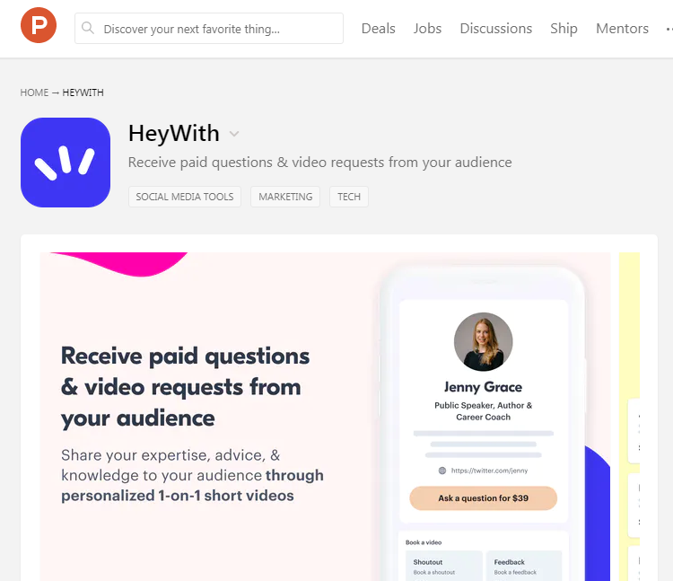 heywith_com's tweet photo. We're live on @ProductHunt. 
Join us at https://t.co/LfPWeZyGVM https://t.co/vKH1AYD8V4