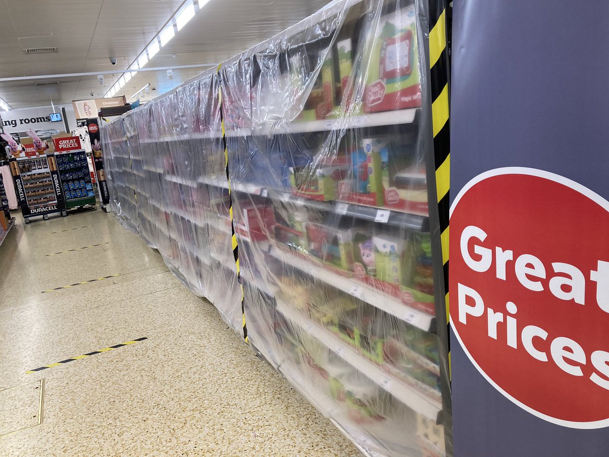 peateedee's tweet image. I am genuinely shocked and appalled to see that supermarkets have taped off toys and clothes as non-essential items the week leading to Christmas. My heart breaks for those families that needed to shop for Christmas on their Dec paycheck. @WelshGovernment
