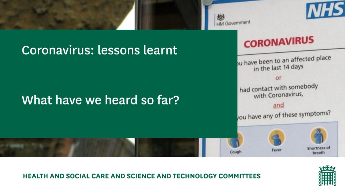 1/ In October we launched our joint inquiry with  @CommonsSTC on the lessons learnt from covid-19. Here’s a recap of some of the key things we’ve heard so far.  #COVID19LessonsLearnt  @Jeremy_Hunt Thread below 