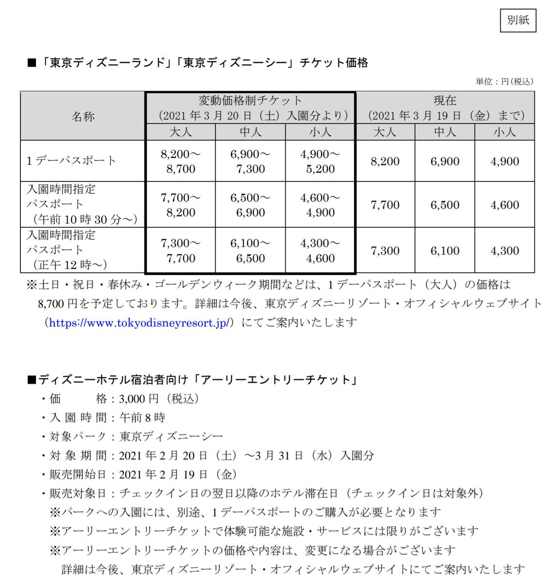 チケット値上げ チケット値上げ