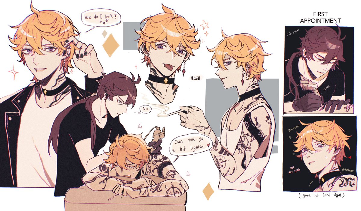 bad boy 

AU where childe keeps going back to the same tattoo parlour for some reason (?)

#GenshinImpact #原神 