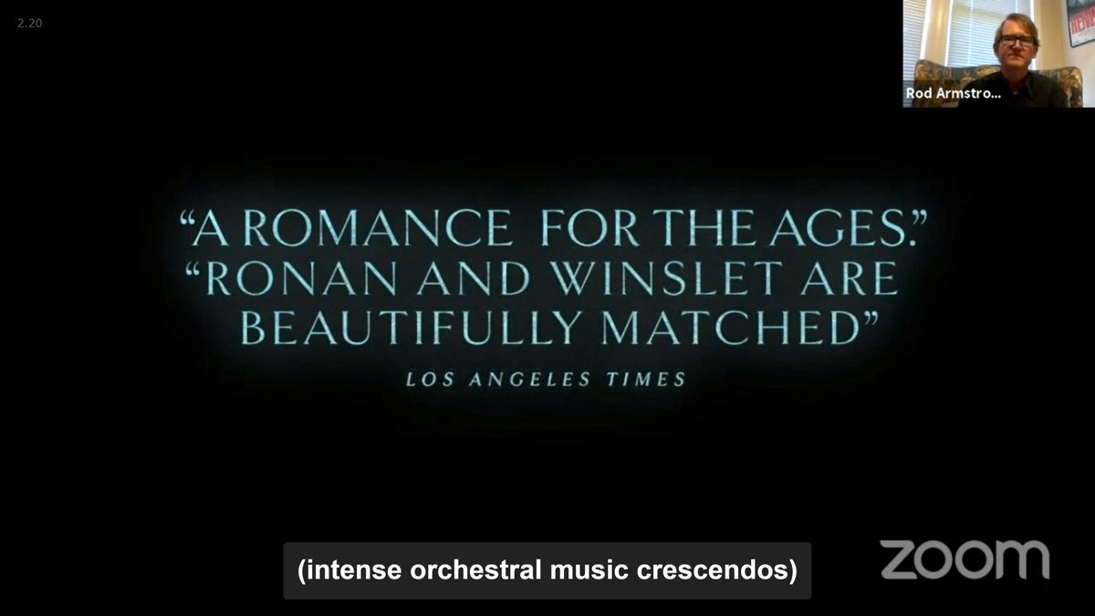 After we are told the film's scientific merit, the  #Ammonite trailer rolls. @SFFFilm's Rod Armstrong looks at the camera. We confront curator & the critics: authority embraces a film about fighting against authority. I wonder: what other ironies are embedded into such staging?
